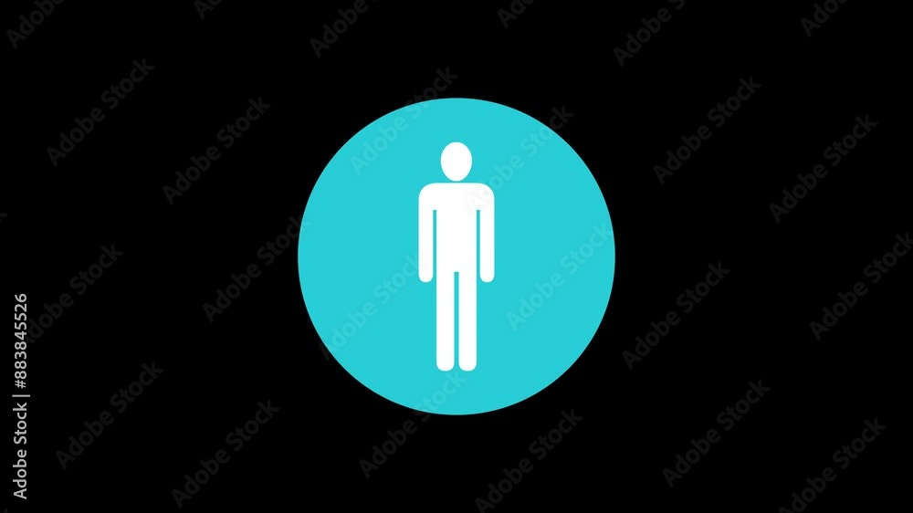 Man icon cyan color simple shape circle animation black background Man icon cyan color simple shape circle animation black background