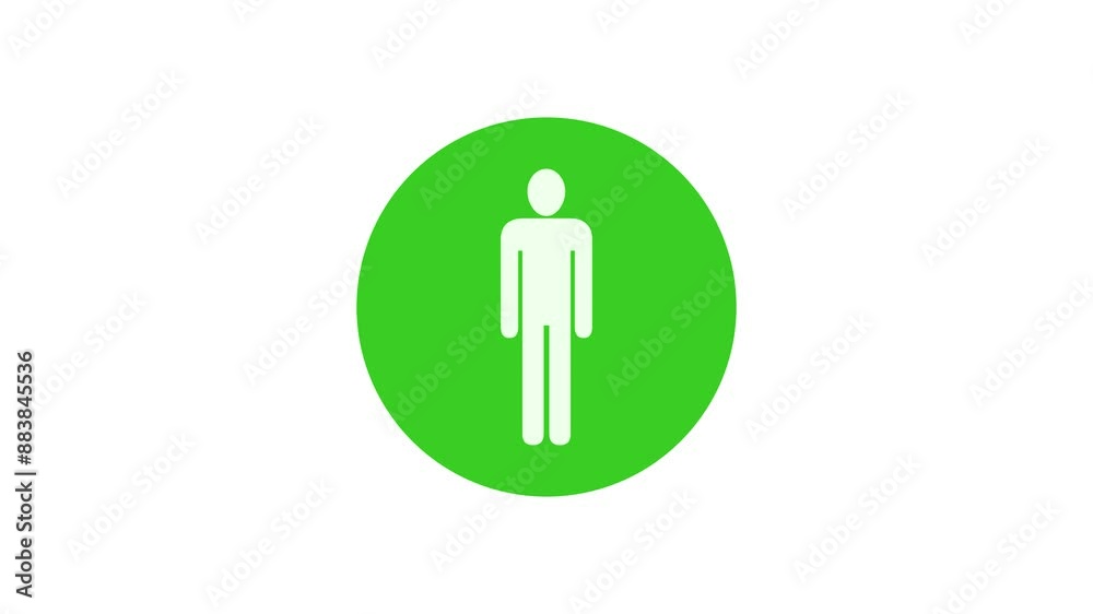 Man icon green color simple shape circle animation white background Man icon green color simple shape circle animation white background