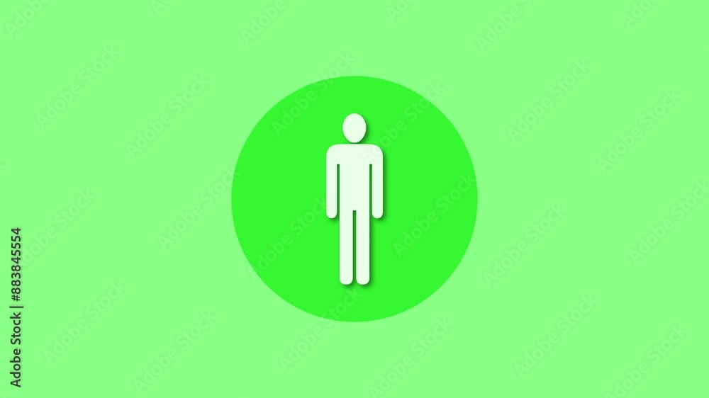 Man icon green color simple shape circle animation Man icon green color simple shape circle animation