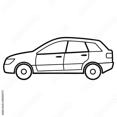 Simple outline drawing of a modern station wagon car in profile view