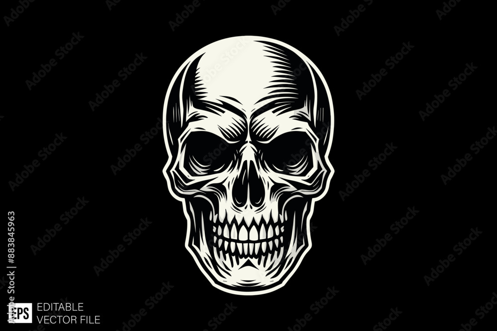 Fototapeta premium Scary skull head graphic vector design ideas