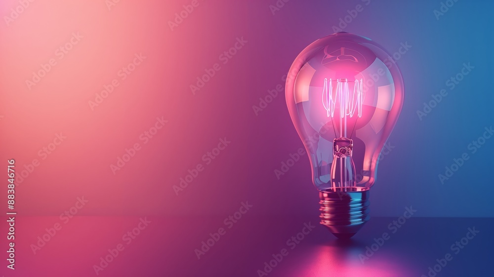 Creative Innovation Glowing Light Bulb on Gradient Background with Copy Space Creative Innovation Glowing Light Bulb on Gradient Background with Copy Space