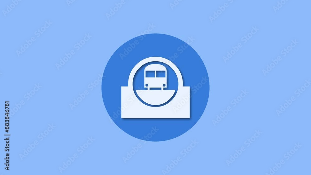 Rapid transit icon blue color simple shape circle animation Rapid transit icon blue color simple shape circle animation