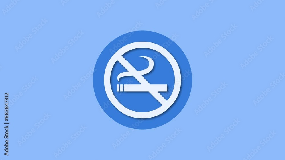 Smoking ban icon blue color simple shape circle animation Smoking ban icon blue color simple shape circle animation