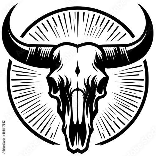 Circle bull head skull silhouette