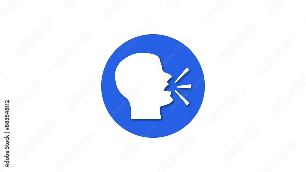 Speech icon blue color simple shape circle animation white background Speech icon blue color simple shape circle animation white background