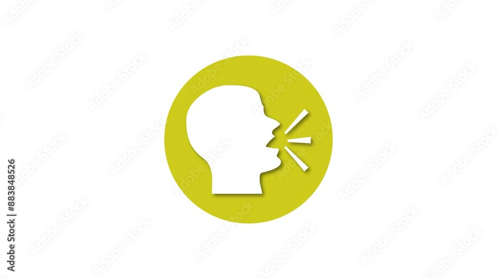 Speech icon yellow color simple shape circle animation white background Speech icon yellow color simple shape circle animation white background