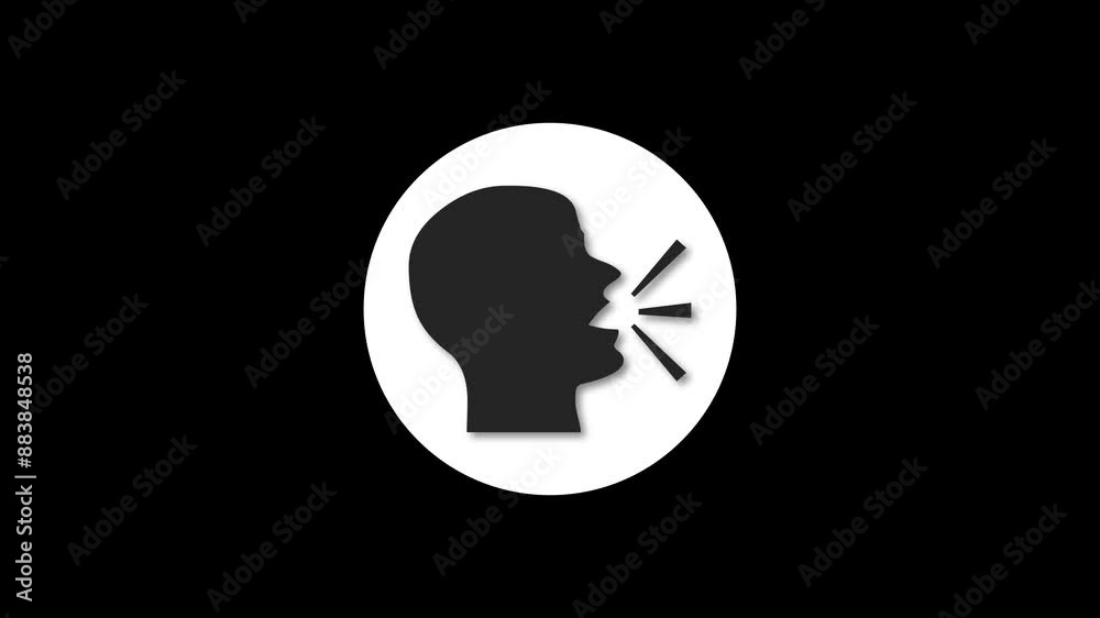 Speech icon white color simple shape circle animation black background Speech icon white color simple shape circle animation black background