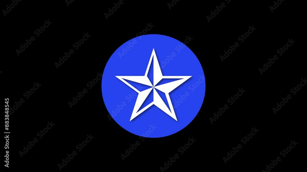 Star icon blue color simple shape circle animation black background Star icon blue color simple shape circle animation black background