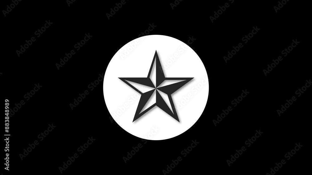 Star icon white color simple shape circle animation black background Star icon white color simple shape circle animation black background