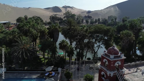 4k 30fps oasis huacachina peru deset with sun