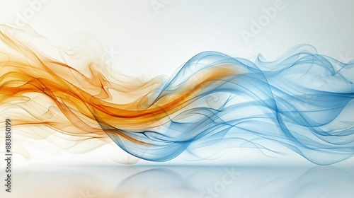 Abstract Orange and Blue Swirling Smoke