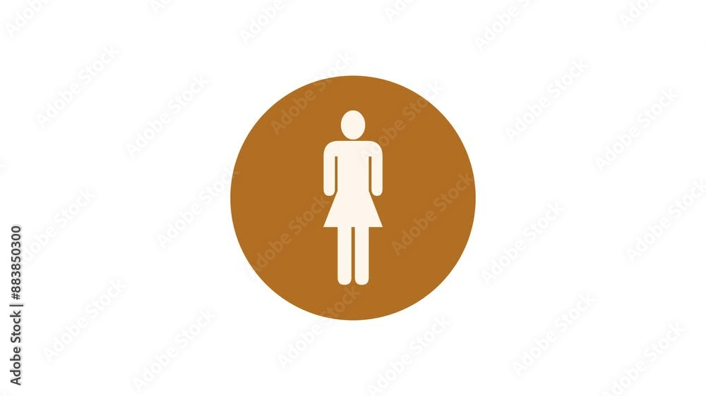 Woman icon brown color simple shape circle animation white background Woman icon brown color simple shape circle animation white background