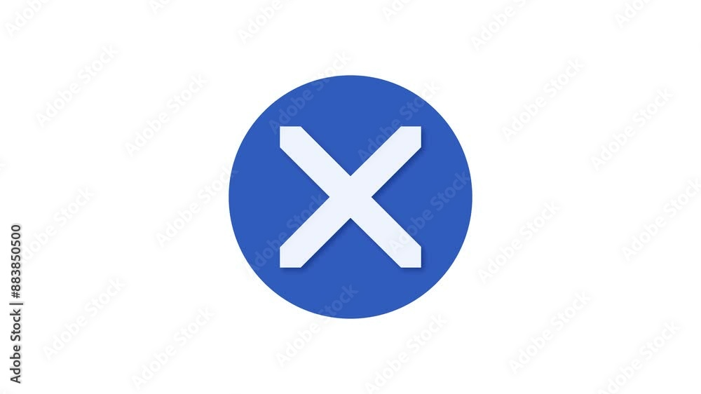 X mark icon blue color simple shape circle animation white background X mark icon blue color simple shape circle animation white background
