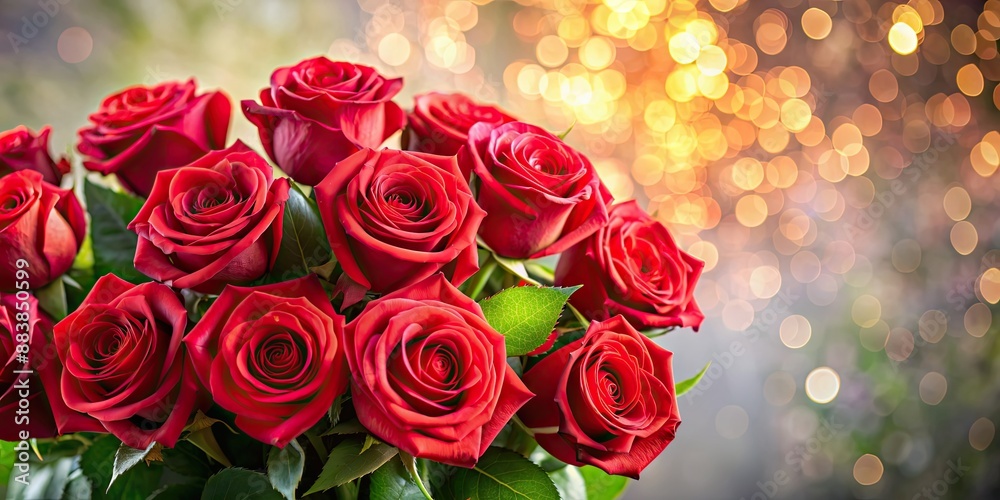 A beautiful bouquet of fresh red roses , romantic, flowers, love, Valentine's Day, celebration, gift, floral arrangement A beautiful bouquet of fresh red roses , romantic, flowers, love, Valentine's Day, celebration, gift, floral arrangement