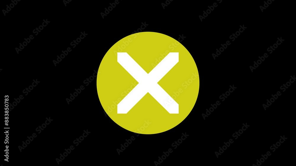 X mark icon yellow color simple shape circle animation black background X mark icon yellow color simple shape circle animation black background