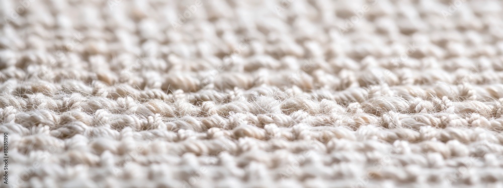 A tight shot of a pristine white carpet featuring a modest crochet piece in its center A tight shot of a pristine white carpet featuring a modest crochet piece in its center