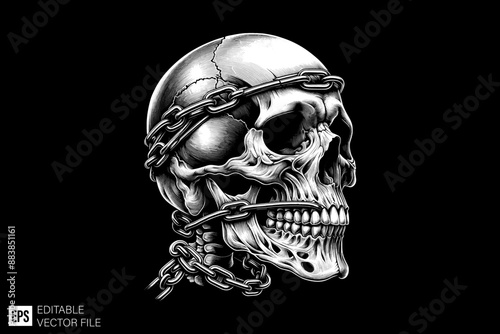 Dark art scary skull head vector design ideas templates