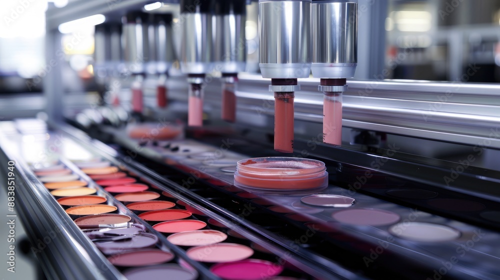 A high-tech makeup production line with precision color mixing and filling A high-tech makeup production line with precision color mixing and filling