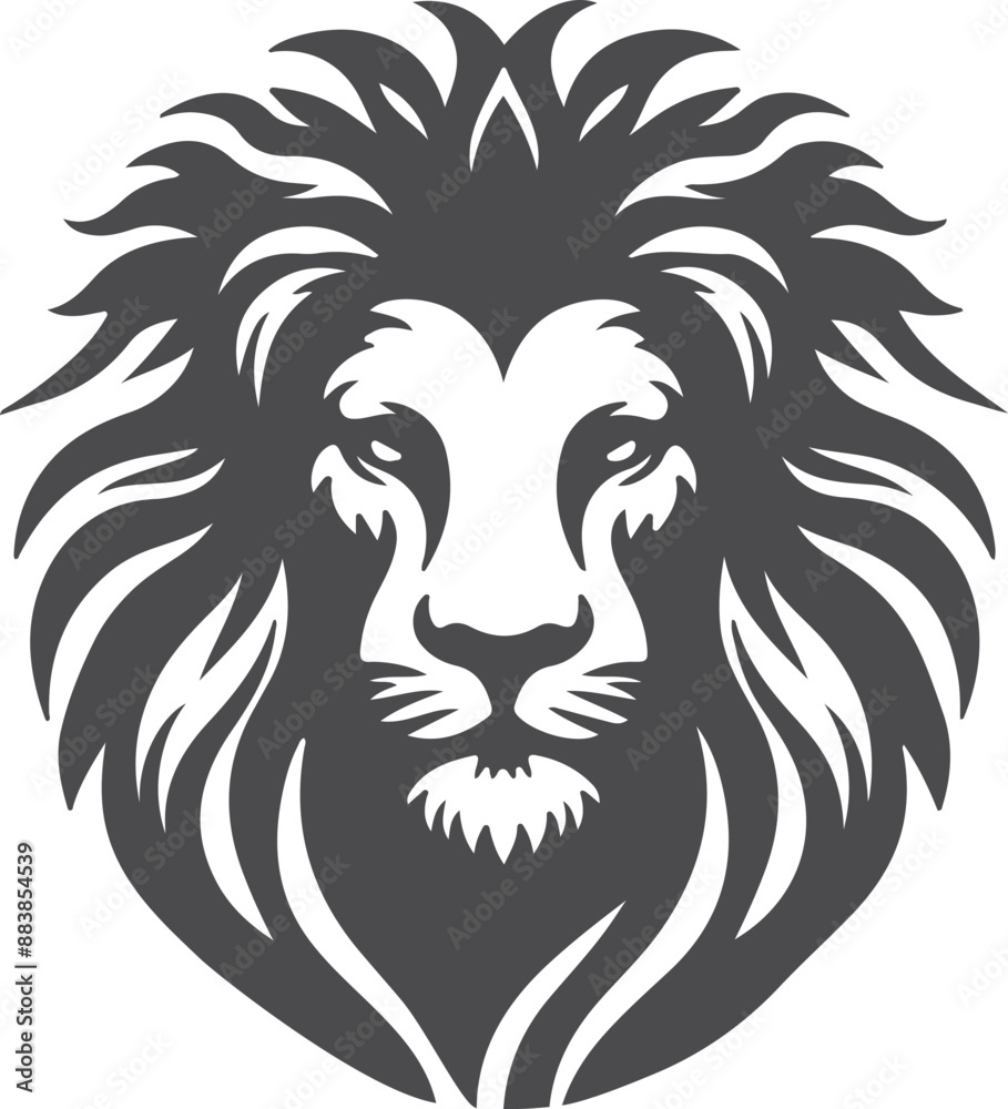Fototapeta premium A lion vector design, bold and majestic, captures the essence of strength and grace in its intricate mane and piercing gaze, symbolizing power and courage in every detail.