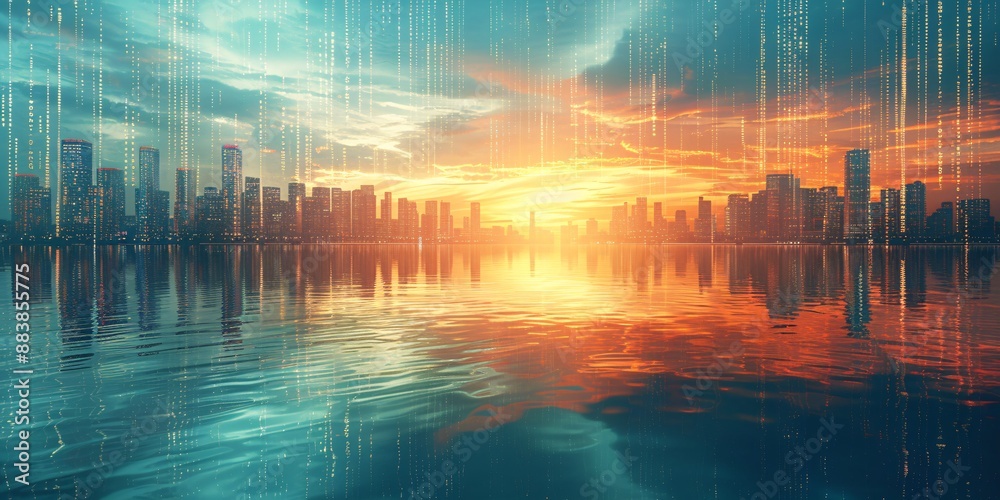 Serene Cityscape Reflection Serene Cityscape Reflection
