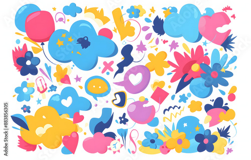 Vector cartoon explosion of colorful splashes with white space in the center for text or design