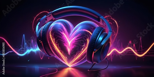 Heart with headphones generative ai