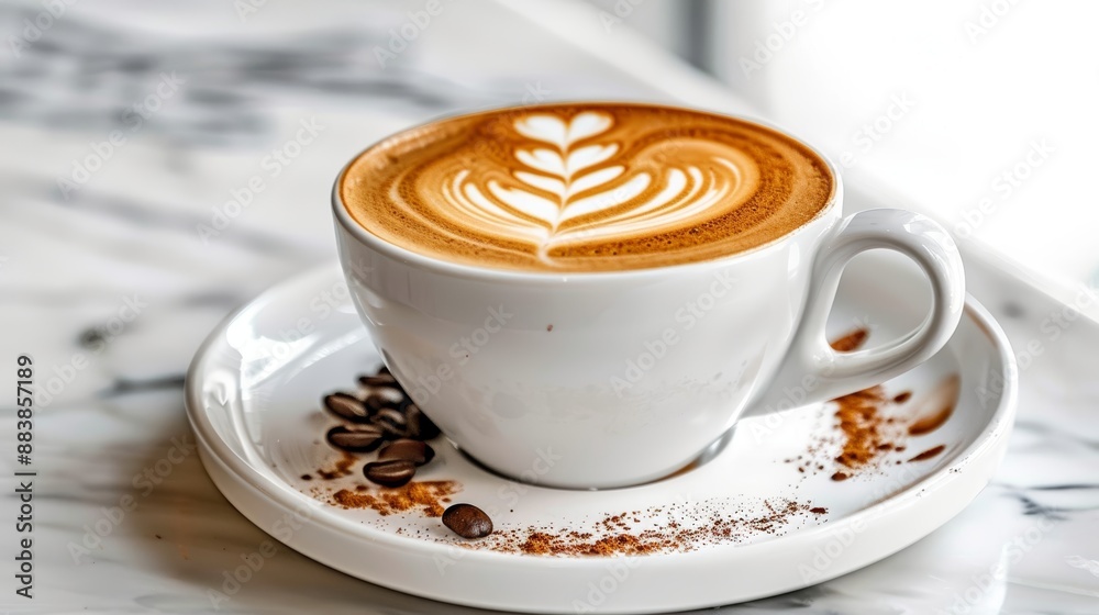 Cappuccino Latte Coffee in a White Background.. Cappuccino Latte Coffee in a White Background..