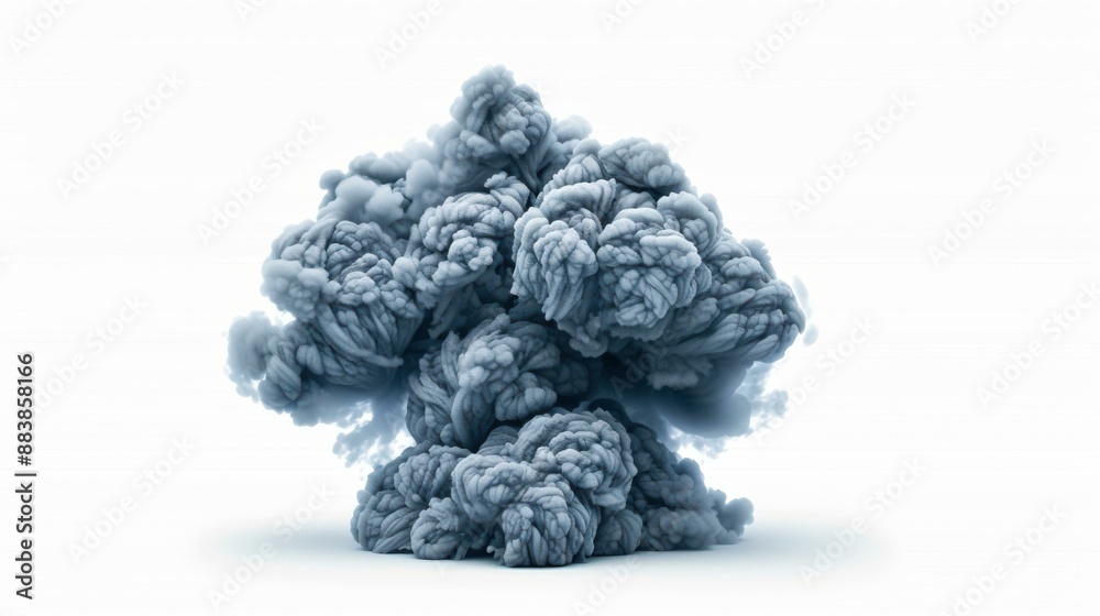 Explosive scene Black smoke cloud on white background after explosion. Explosive scene Black smoke cloud on white background after explosion.