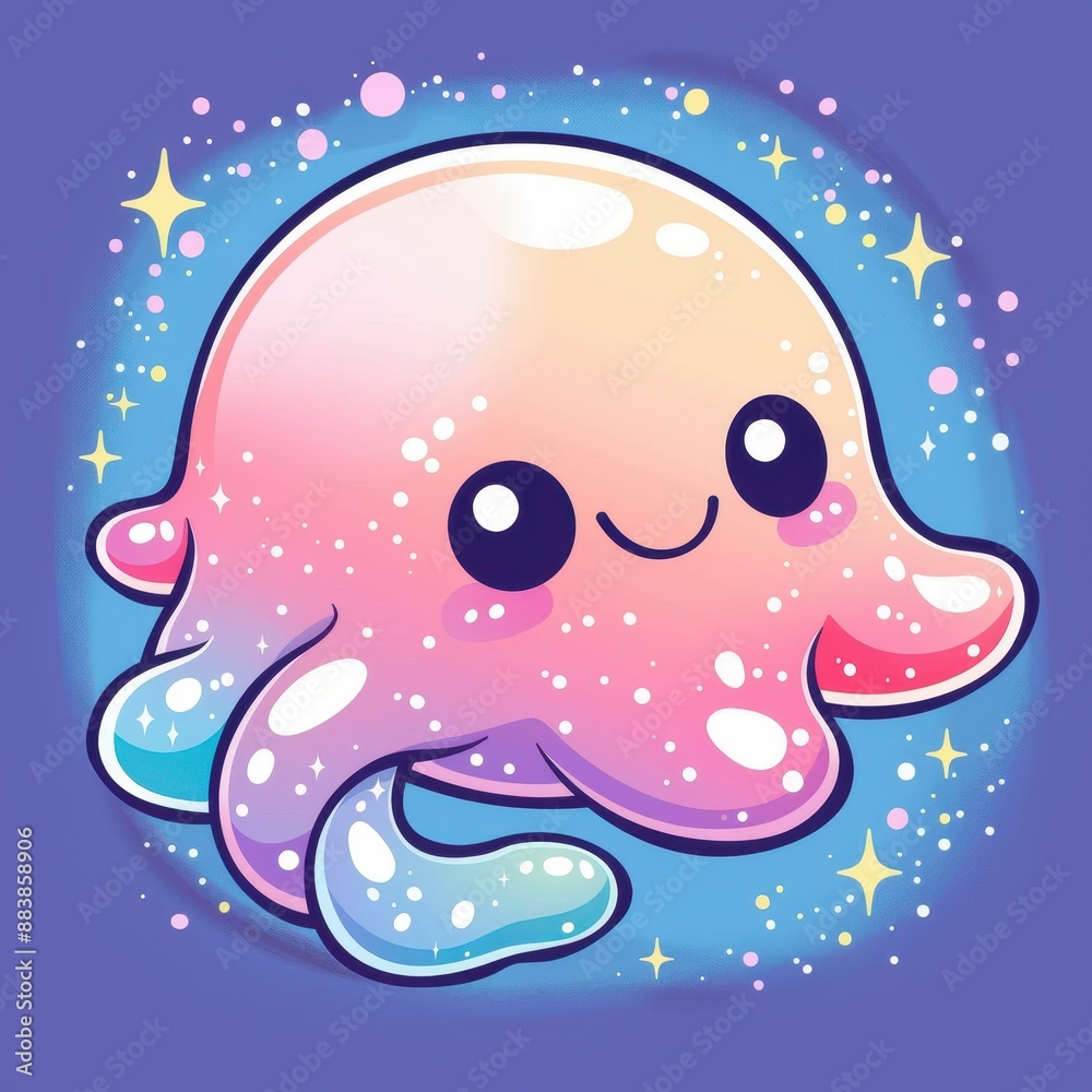 Fototapeta premium Vibrant chibistyle Nebula illustration with playful colors and pastel tones.