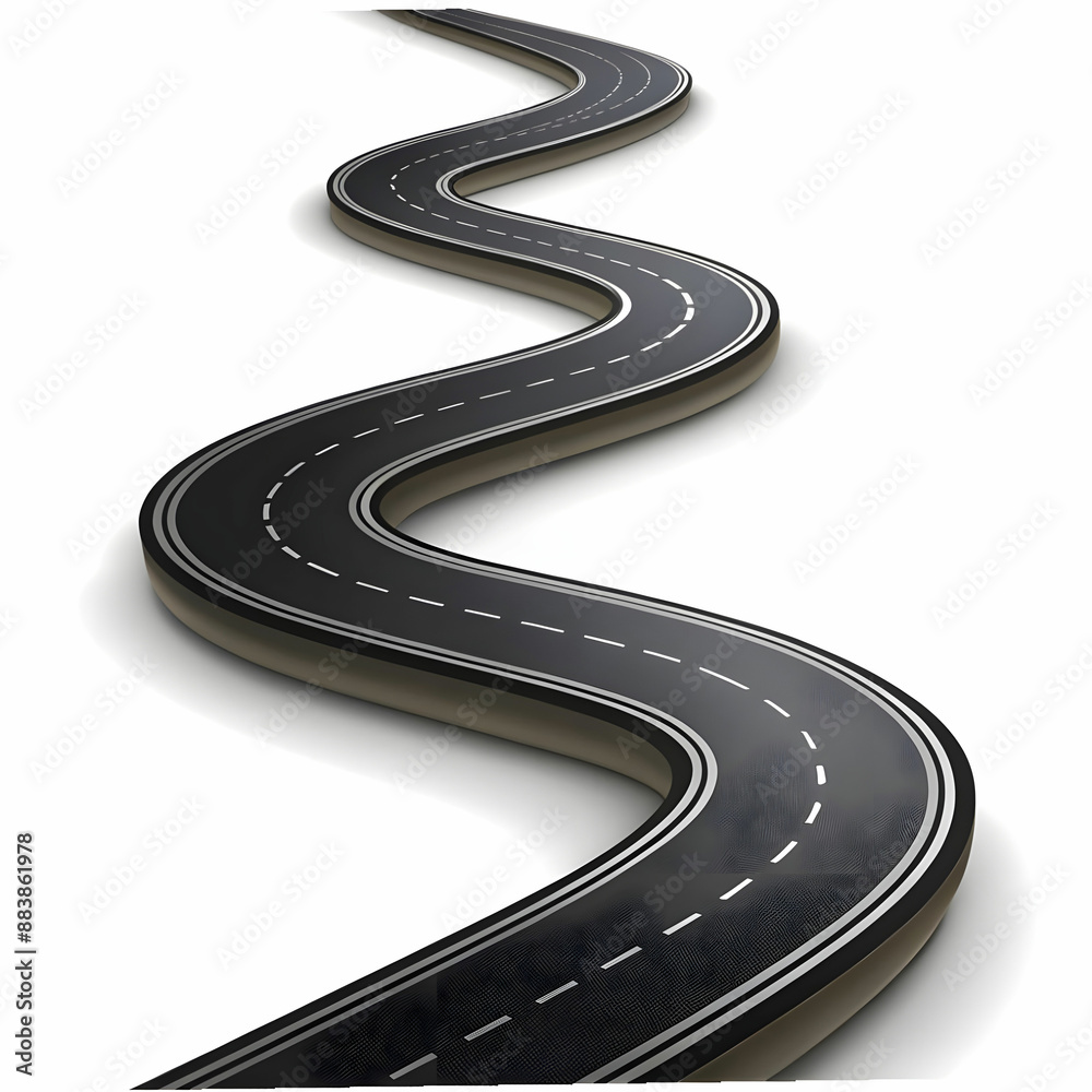 flat winding road on white background flat winding road on white background