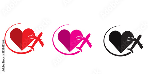 Transfer airplanes leaving a heart shape trace