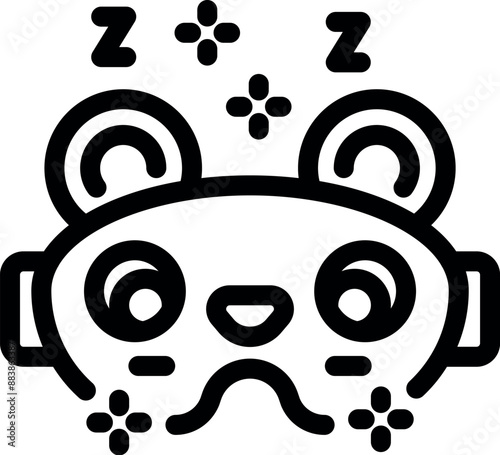 Cartoon style icon of a panda bear sleeping mask, promoting relaxation and sleep