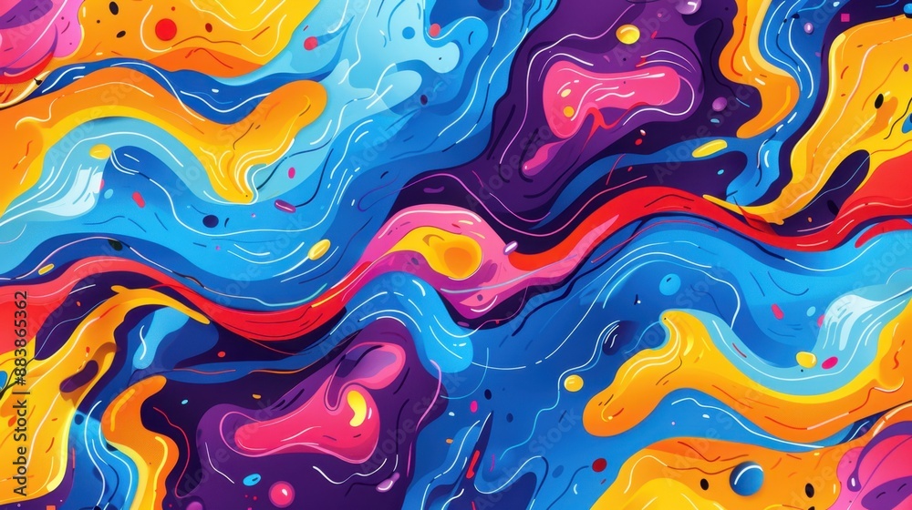 Vibrant abstract fluid art illustration featuring bold swirls of colors, creating a dynamic and energetic pattern for creative design projects. Vibrant abstract fluid art illustration featuring bold swirls of colors, creating a dynamic and energetic pattern for creative design projects.