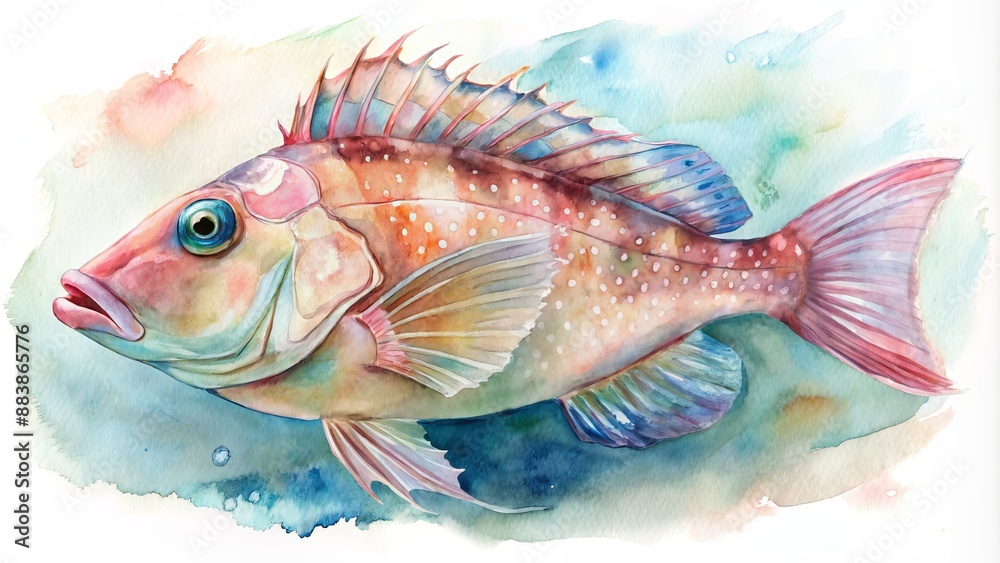 Elegant watercolor depiction of a flasher wrasse.