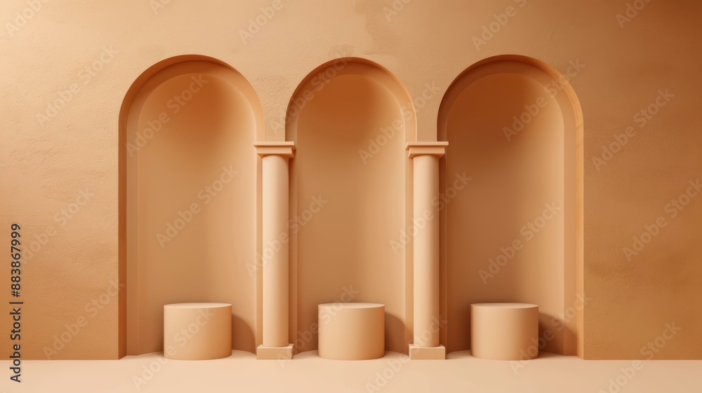 Showcase your products with a sleek beige 3D podium stage design, perfect for spotlighting your offerings. Elevate your brand presence. Showcase your products with a sleek beige 3D podium stage design, perfect for spotlighting your offerings. Elevate your brand presence.