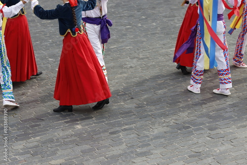 Basque folk dancers during a performance