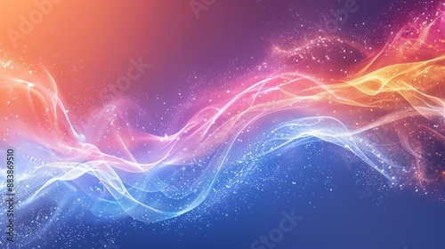 Abstract Colorful Background with Glowing Waves and Sparkles