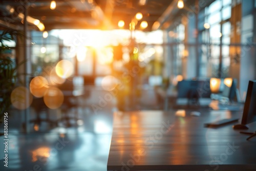 Wallpaper Mural abstract blurred background of modern steel and glass office with trendy furniture and new computers Torontodigital.ca