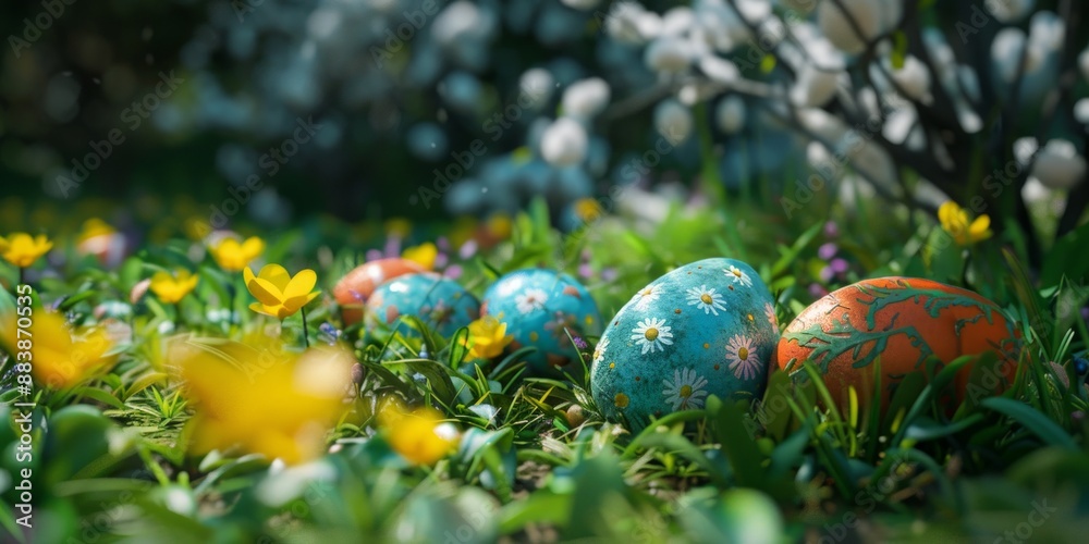 Easter Eggs Hidden in Springtime Meadow Easter Eggs Hidden in Springtime Meadow