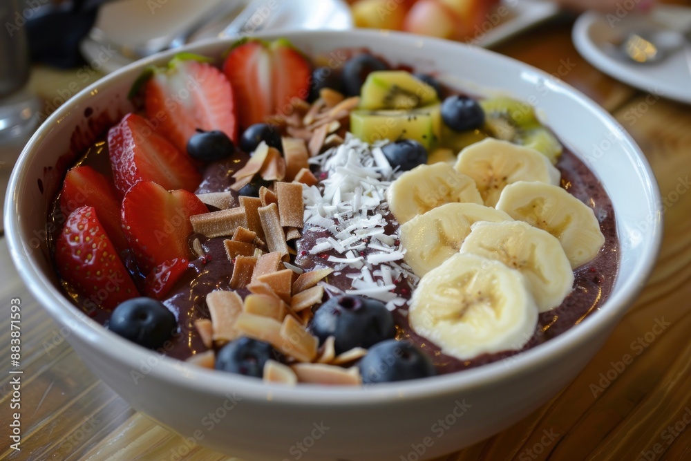 Acai bowl, smoothie bowl with lots of toppings Acai bowl, smoothie bowl with lots of toppings