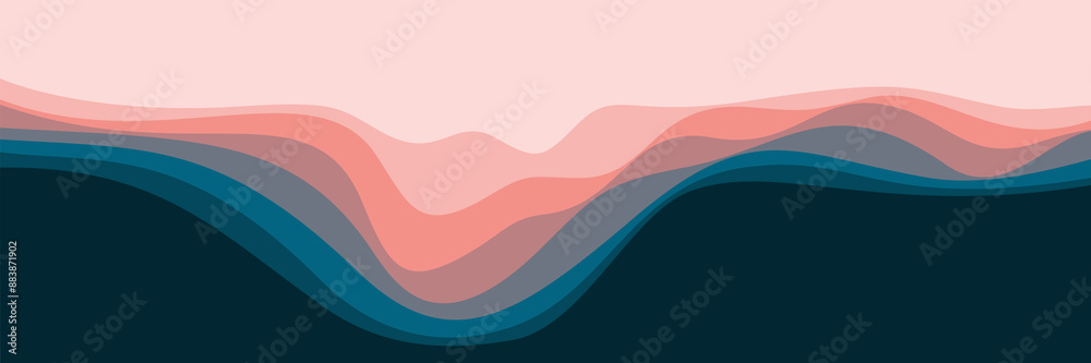 Fototapeta premium minimalist gradient landscape wave pattern design vector illustration good for wallpaper, background, backdrop, banner, ui, ux, business, and advertising