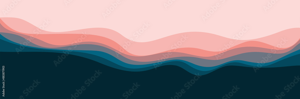 Fototapeta premium minimalist gradient landscape wave pattern design vector illustration good for wallpaper, background, backdrop, banner, ui, ux, business, and advertising