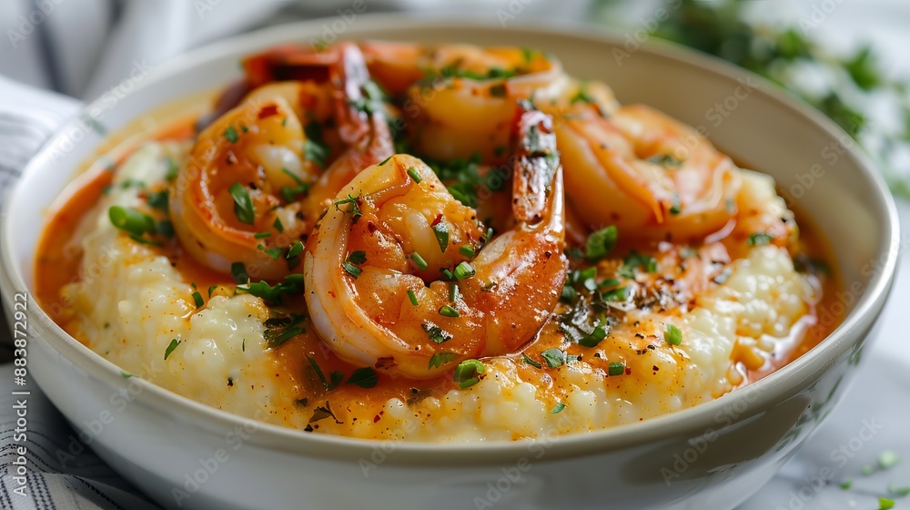 Shrimp and Grits With Herbs