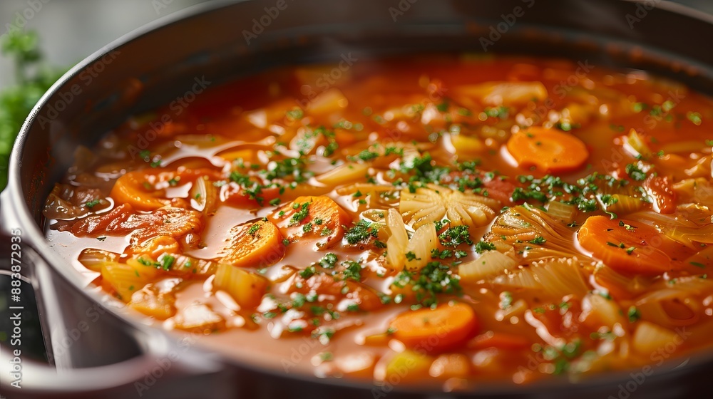 Close-Up of Vegetable Soup in Pot Close-Up of Vegetable Soup in Pot