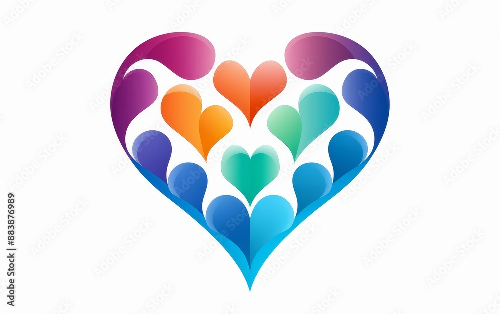 Vibrant heart-shaped abstract design with colorful gradients, combining various shades of blue, purple, orange, and green. Perfect for love themes. Vibrant heart-shaped abstract design with colorful gradients, combining various shades of blue, purple, orange, and green. Perfect for love themes.