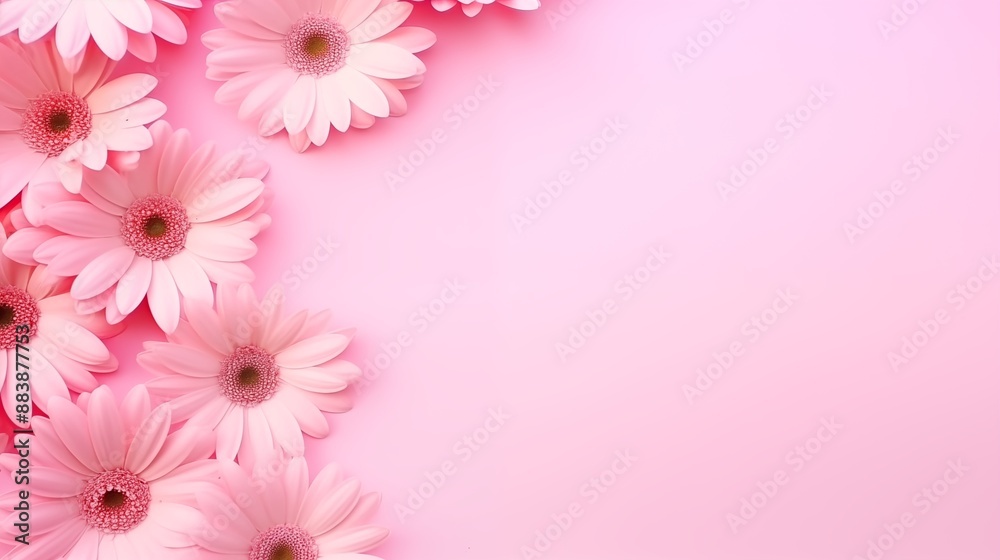Delicate Pink Daisies Arranged on a Soft Pastel Background Delicate Pink Daisies Arranged on a Soft Pastel Background