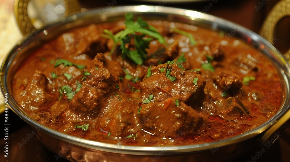 Delicious Indian curry with rich flavors served in a traditional bowl Delicious Indian curry with rich flavors served in a traditional bowl