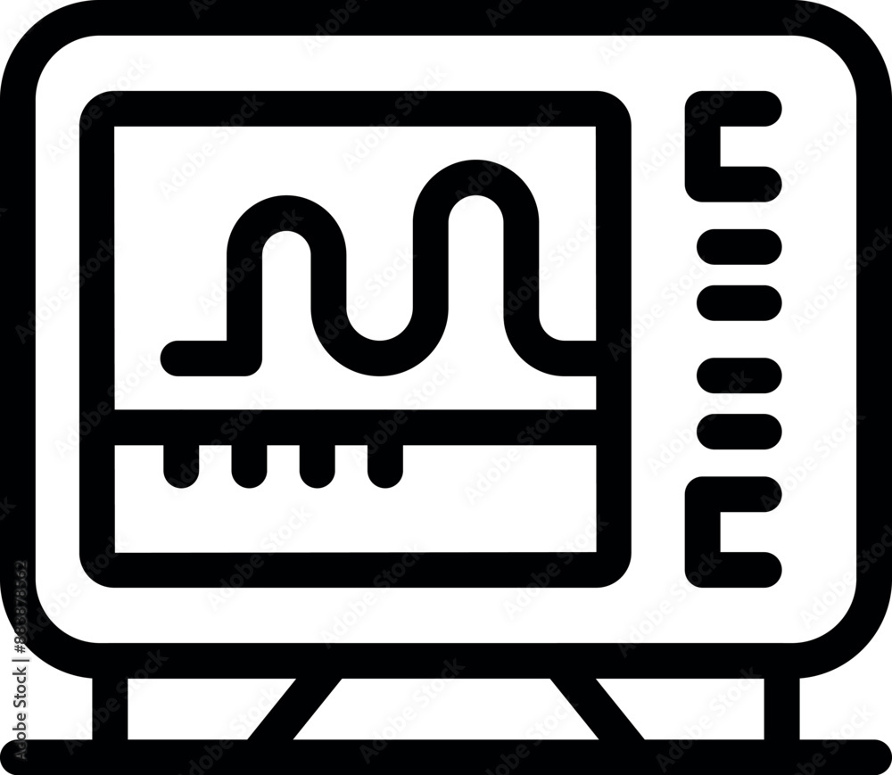 Heart rate monitor is displaying a sinus rhythm on its screen Heart rate monitor is displaying a sinus rhythm on its screen