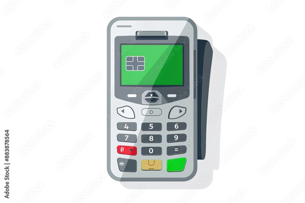 Payment terminal with thermal paper for receipt isolated on white Payment terminal with thermal paper for receipt isolated on white